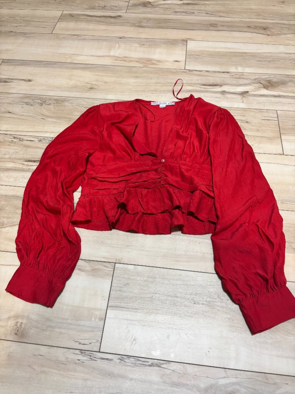 HYFVE Red Ruffle Peplum Top